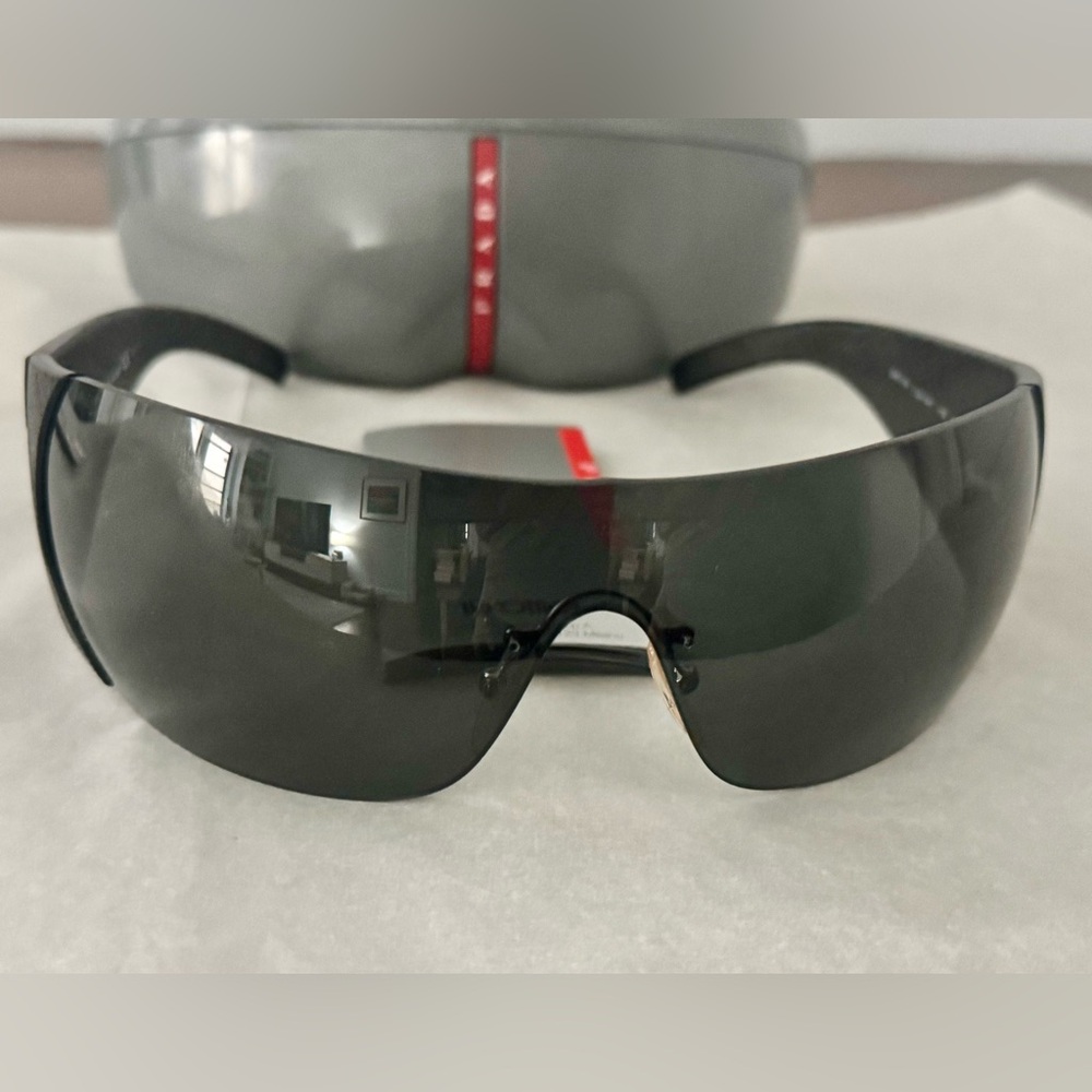 Vintage Prada Linea Rossa Sport Shield Sunglasses in Black.